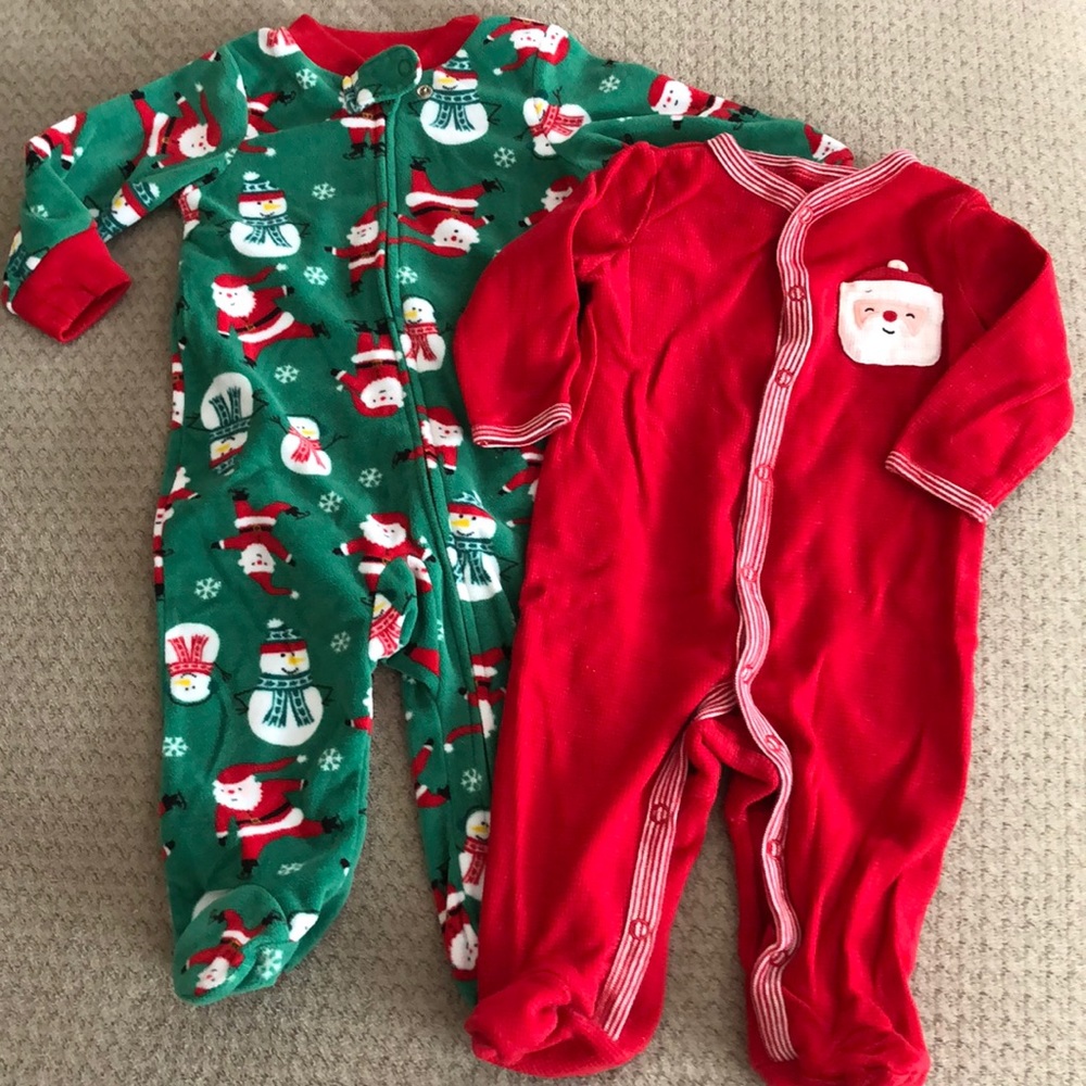 Carters 2 pack Christmas footie pajamas 6 mos